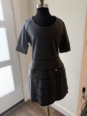 Athleta Charcoal Gray Tiered Midi Dress